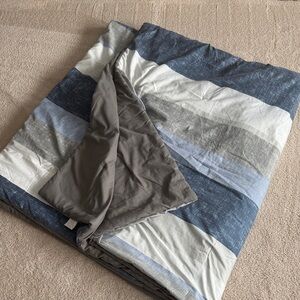 Madison Park Blue and Gray Striped Comforter